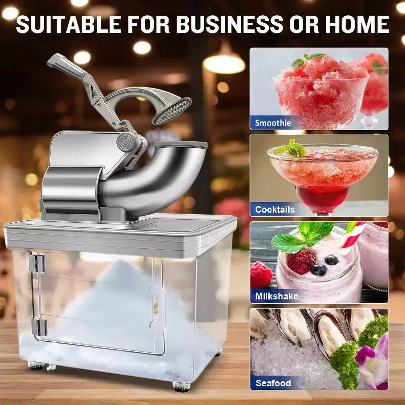 Denjol 1200 oz. Stainless Steel Commercial Ice Crusher, Dual Blades Snow Cone Machine, ETL Approved Heavy Duty