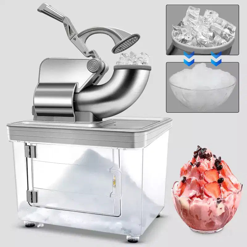 Denjol 1200 oz. Stainless Steel Commercial Ice Crusher, Dual Blades Snow Cone Machine, ETL Approved Heavy Duty