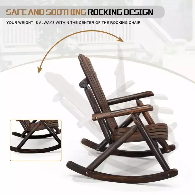Karl Home | 38 in. Solid Wood High Back Outdoor Rocking Chair
