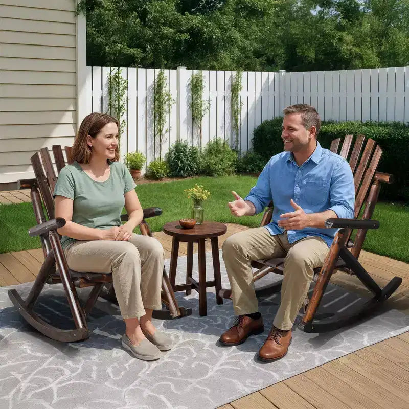 Karl Home | 38 in. Solid Wood High Back Outdoor Rocking Chair