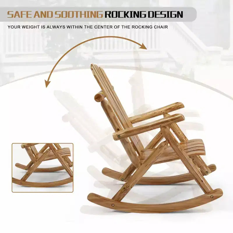Karl Home | 38 in. Solid Wood High Back Outdoor Rocking Chair