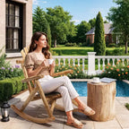 Karl Home | 38 in. Solid Wood High Back Outdoor Rocking Chair