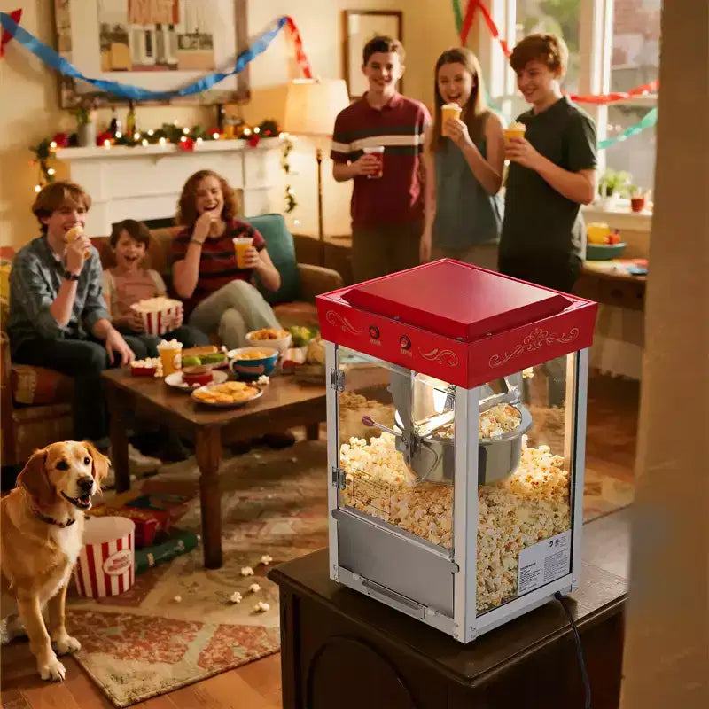 VEVOR Popcorn Machine, 8oz Stainless Steel Kettle, 800W Commercial Countertop Popcorn Maker, 48 Cups per Batch Theater Style Popper, Red
