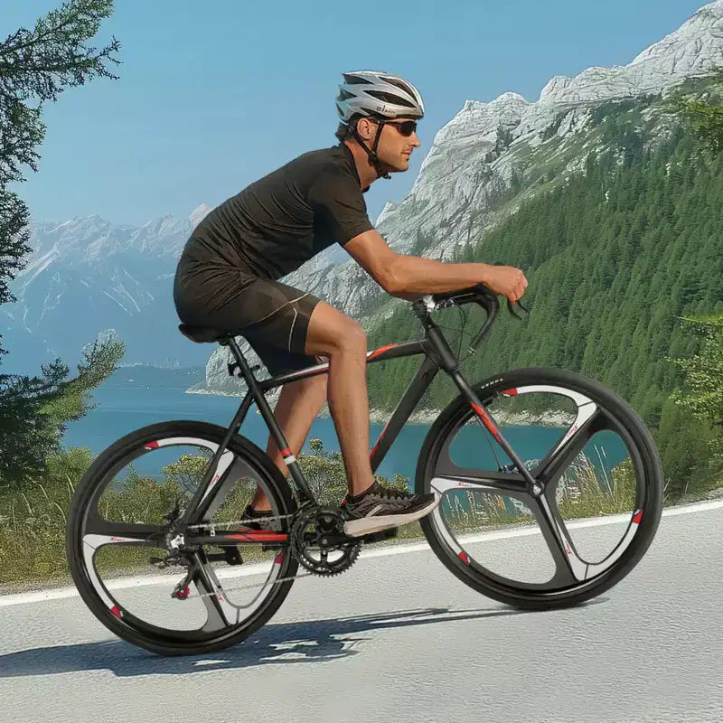 Vélo de route VEVOR, roues 700C, vélo de course, transmission SHIMANO 14 vitesses, vélo de route urbain avec cadre en alliage d'aluminium, guidon de course, noir