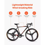 Vélo de route VEVOR, roues 700C, vélo de course, transmission SHIMANO 14 vitesses, vélo de route urbain avec cadre en alliage d'aluminium, guidon de course, noir