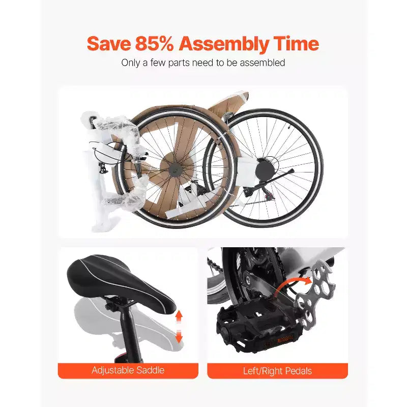 VEVOR Road Bike, 700C Wheels Racing Bike, SHIMANO 21 Speeds Drivetrain City Commuter Road Bicycle with Carbon Steel Frame, White