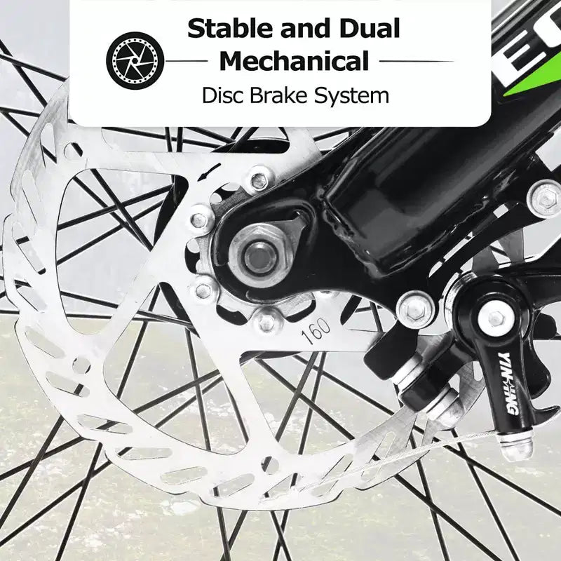 NAYSAYE Vélo VTT à Pneus Larges 24 Pouces avec Dérailleur 7 Vitesses et Double Frein à Disque pour Adultes et Adolescents, Bleu et Vert, 67*25*40