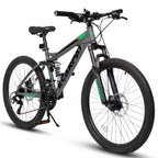 NAYSAYE Bicycle 27.5 Inch Full Suspension Mountain Bike 21 Speed with Dual Shock Absorbers for Men and Women, Gray, 68.1*27*39.7