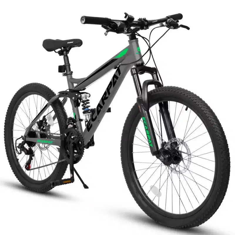 NAYSAYE Bicycle 27.5 Inch Full Suspension Mountain Bike 21 Speed with Dual Shock Absorbers for Men and Women, Gray, 68.1*27*39.7