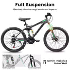 NAYSAYE Bicycle 27.5 Inch Full Suspension Mountain Bike 21 Speed with Dual Shock Absorbers for Men and Women, Gray, 68.1*27*39.7