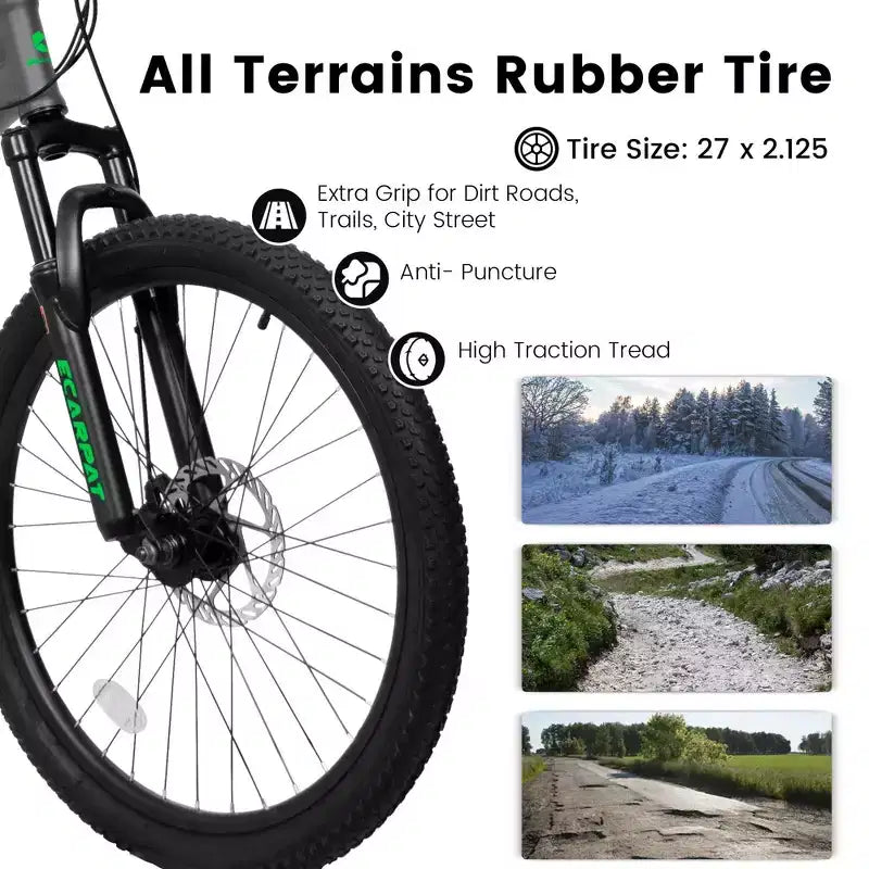 NAYSAYE Bicycle 27.5 Inch Full Suspension Mountain Bike 21 Speed with Dual Shock Absorbers for Men and Women, Gray, 68.1*27*39.7