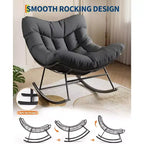 Acekool Outdoor Papasan Rocking Chair, Oversized Egg Rocker with Metal Frame, Rattan Patio Chair