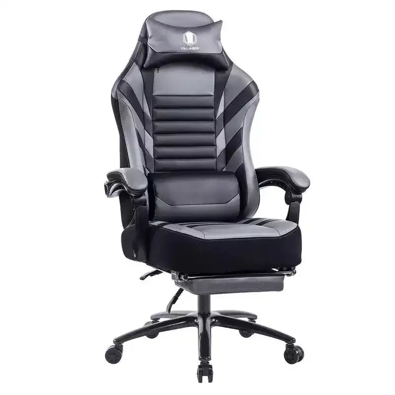 Okak High-Back Gaming Chair, Ergonomic Office Chair with Foldable Footrest, Height-Adjustable Comfy Chair for Study, Gaming Room