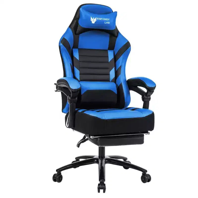 Okak High-Back Gaming Chair, Ergonomic Office Chair with Foldable Footrest, Height-Adjustable Comfy Chair for Study, Gaming Room