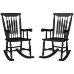 Porch Rocker Chairs Set of 2, 350 lbs. Wooden Outdoor Rocking Chairs with High Back for Garden, Patio, Balcony