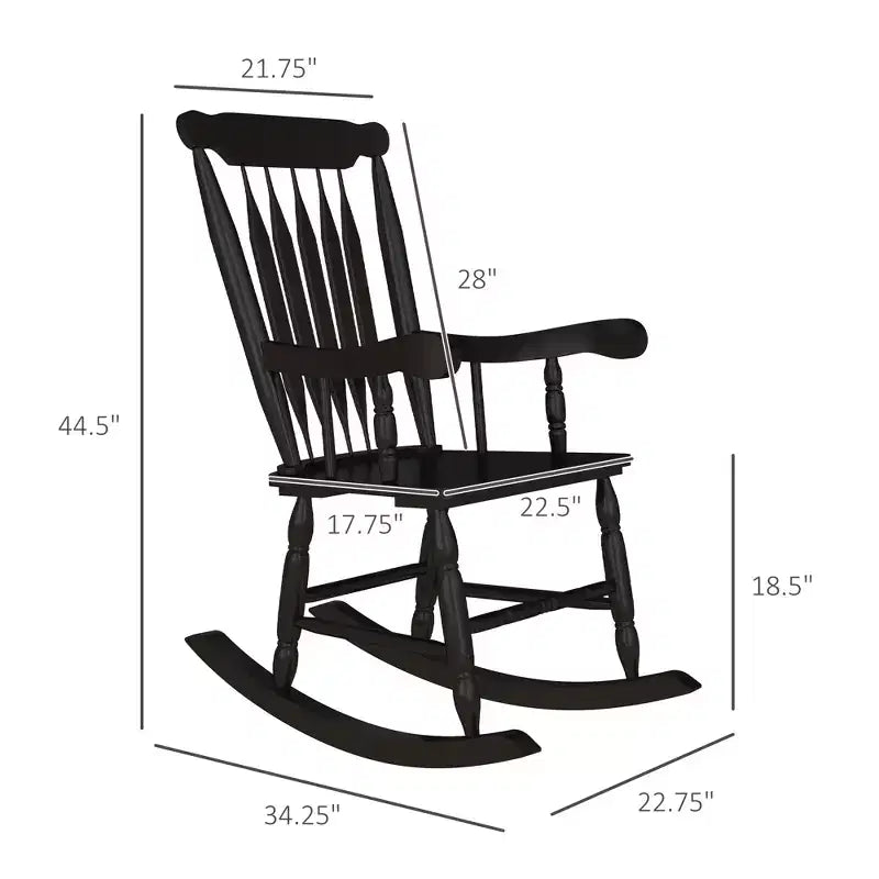 Porch Rocker Chairs Set of 2, 350 lbs. Wooden Outdoor Rocking Chairs with High Back for Garden, Patio, Balcony
