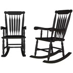 Porch Rocker Chairs Set of 2, 350 lbs. Wooden Outdoor Rocking Chairs with High Back for Garden, Patio, Balcony