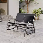 Banc de jardin à bascule 2 places, Causeuse d'extérieur à double balançoire avec cadre en acier thermolaqué pour jardin, terrasse, porche