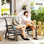 Banc de jardin à bascule 2 places, Causeuse d'extérieur à double balançoire avec cadre en acier thermolaqué pour jardin, terrasse, porche