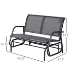 Banc de jardin à bascule 2 places, Causeuse d'extérieur à double balançoire avec cadre en acier thermolaqué pour jardin, terrasse, porche