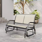 Banc de jardin à bascule 2 places, Causeuse d'extérieur à double balançoire avec cadre en acier thermolaqué pour jardin, terrasse, porche