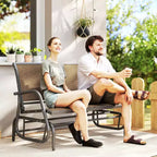 Banc de jardin à bascule 2 places, Causeuse d'extérieur à double balançoire avec cadre en acier thermolaqué pour jardin, terrasse, porche