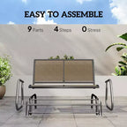 Banc de jardin à bascule 2 places, Causeuse d'extérieur à double balançoire avec cadre en acier thermolaqué pour jardin, terrasse, porche