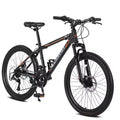 NAYSAYE 24 Inch Mountain Bike 21 Speed Dual Disc Brakes Steel Frame Bikes for Adults for Outdoor Adventure, Black and Orange, 56.3*7.88*28.35