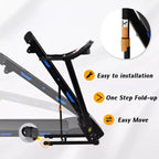 Tapis de course électrique pliable FYC, capacité de poids de 150 kg avec inclinaison automatique de 15 %, moteur 3,5 CV, vitesse max. 16 km/h, Bluetooth, application, capteur de fréquence cardiaque