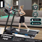 Tapis de course électrique pliable FYC, capacité de poids de 150 kg avec inclinaison automatique de 15 %, moteur 3,5 CV, vitesse max. 16 km/h, Bluetooth, application, capteur de fréquence cardiaque