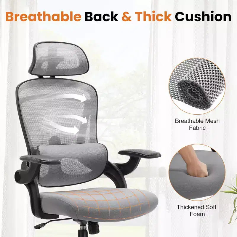 Okak High-Back Ergonomic Office Chair with Adjustable Lumbar Support, Gaming Chair with Mesh Headrest, Computer Chair for Home, Office