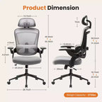 Okak High-Back Ergonomic Office Chair with Adjustable Lumbar Support, Gaming Chair with Mesh Headrest, Computer Chair for Home, Office