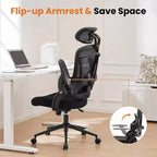 Okak High-Back Ergonomic Office Chair with Adjustable Lumbar Support, Gaming Chair with Mesh Headrest, Computer Chair for Home, Office