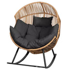 Celebalcony Chaise longue à bascule en rotin en forme d'œuf avec coussin, grande chaise à bascule de patio pour l'extérieur et l'intérieur, balcon, arrière-cour, jardin