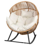 Celebalcony Chaise longue à bascule en rotin en forme d'œuf avec coussin, grande chaise à bascule de patio pour l'extérieur et l'intérieur, balcon, arrière-cour, jardin