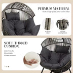 Celebalcony Chaise longue à bascule en rotin en forme d'œuf avec coussin, grande chaise à bascule de patio pour l'extérieur et l'intérieur, balcon, arrière-cour, jardin