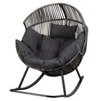 Celebalcony Chaise longue à bascule en rotin en forme d'œuf avec coussin, grande chaise à bascule de patio pour l'extérieur et l'intérieur, balcon, arrière-cour, jardin
