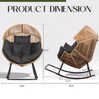 Celebalcony Chaise longue à bascule en rotin en forme d'œuf avec coussin, grande chaise à bascule de patio pour l'extérieur et l'intérieur, balcon, arrière-cour, jardin
