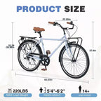 Okak 26IN Vintage Cruiser Bikes with Metal Stand, Adult Commute Bike with Metal Frame and Chain Guard, Bicycle for Commuting, Travel