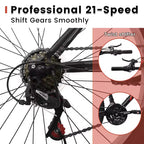 VTT Okak 24 pouces avec cadre en acier au carbone, vélo pour enfants à 21 vitesses avec double frein en V et selle ergonomique, vélo pour les trajets quotidiens et les voyages