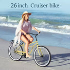 Vélos de croisière Okak 26 pouces à vitesse unique avec cadre en acier, vélo pour adultes avec roues larges et freins à rétropédalage arrière, vélo pour hommes et femmes