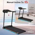 Folding Treadmill for Home, 2.5HP Quiet Motor, Incline, Heart Rate Sensor, USB Charge, Bluetooth Speaker, 6 Shock-Absorbing, 300lbs Capacity