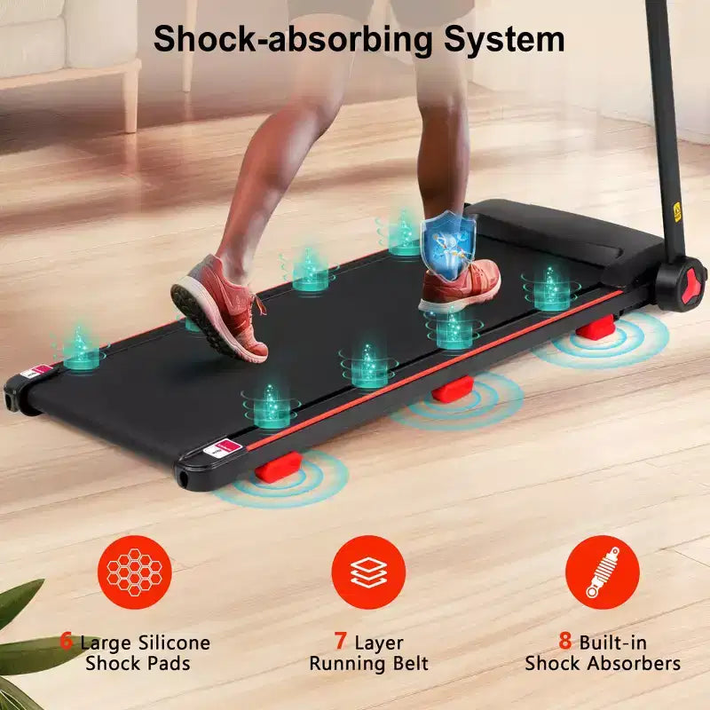 Folding Treadmill for Home, 2.5HP Quiet Motor, Incline, Heart Rate Sensor, USB Charge, Bluetooth Speaker, 6 Shock-Absorbing, 300lbs Capacity