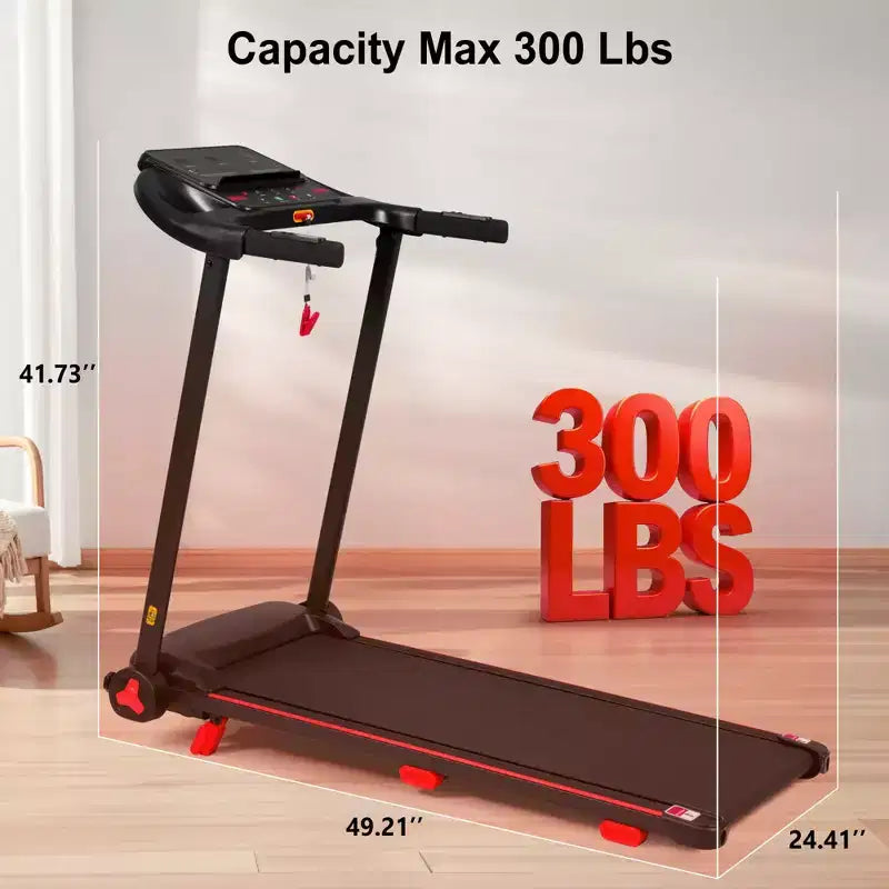 Folding Treadmill for Home, 2.5HP Quiet Motor, Incline, Heart Rate Sensor, USB Charge, Bluetooth Speaker, 6 Shock-Absorbing, 300lbs Capacity