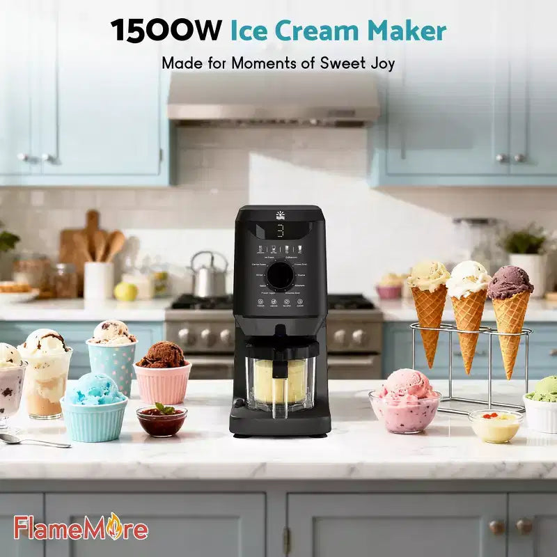 Machine à glace Etust 12-en-1 avec fonction Mix-In et Re-Spin, sorbetière et yaourtière familiale, capacité de 470 ml