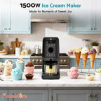 Machine à glace Etust 12-en-1 avec fonction Mix-In et Re-Spin, sorbetière et yaourtière familiale, capacité de 470 ml