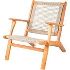Balkene Home 62773 Vega Natural Stain Outdoor Chair Acacia Wood Construction Hand Woven Seat Mid Century Design Comfortable Reclining Armchair