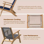 Balkene Home 62773 Vega Natural Stain Outdoor Chair Acacia Wood Construction Hand Woven Seat Mid Century Design Comfortable Reclining Armchair