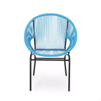 Lot de 2 chaises d'extérieur Okak avec assise et dossier en cordage, chaises de porche à cadre en métal au design moderne, chaise de patio pour le jardin
