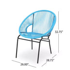 Lot de 2 chaises d'extérieur Okak avec assise et dossier en cordage, chaises de porche à cadre en métal au design moderne, chaise de patio pour le jardin